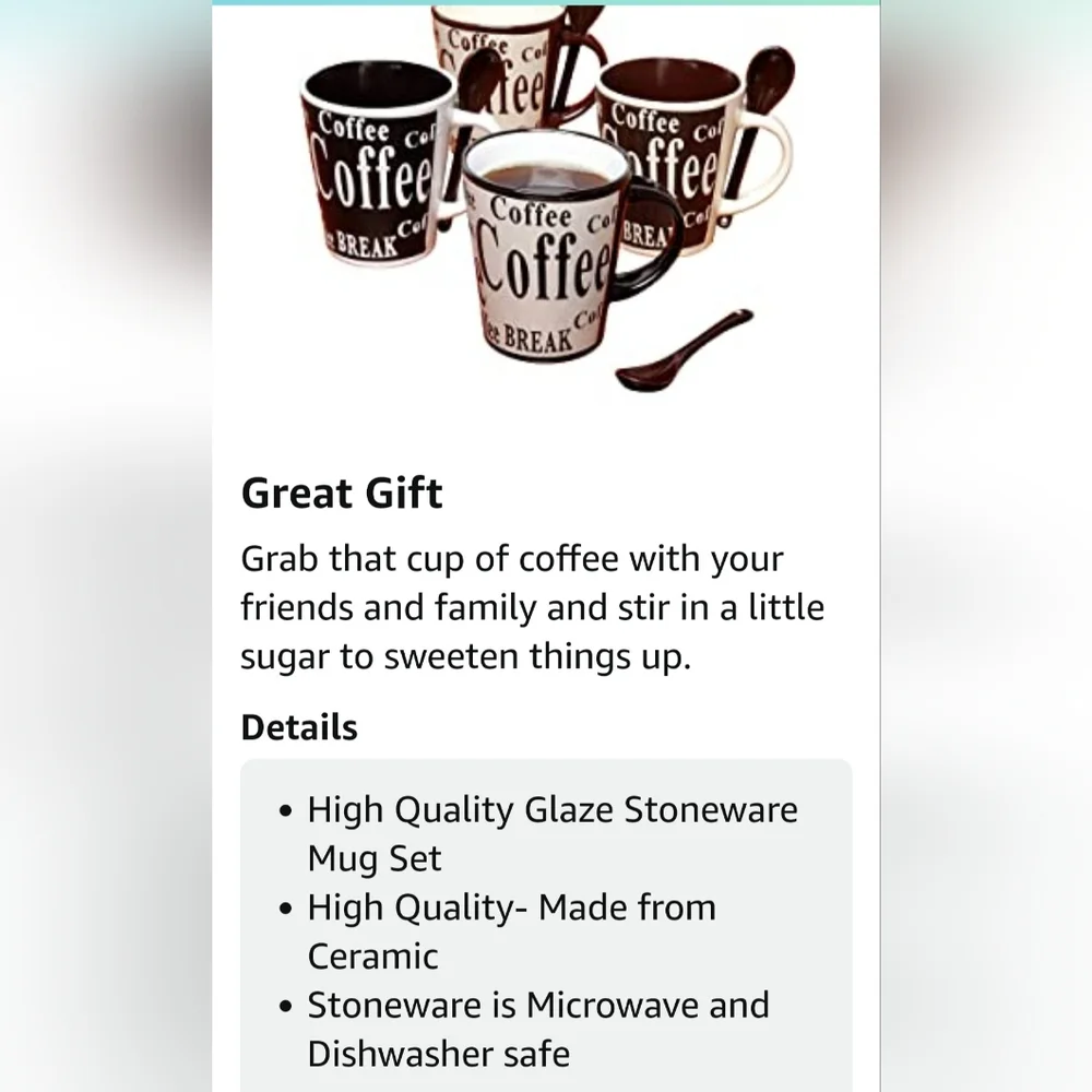 Mr.Coffee Bareggio Mug and Spoon Set, Café Americano - Picture 2 of 10